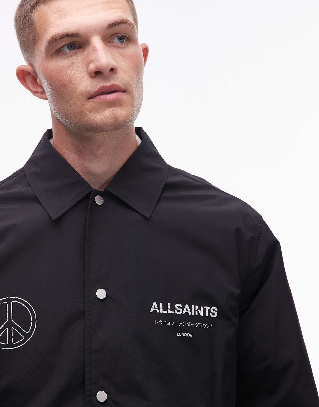 Allsaints - orbital coach jacket in black