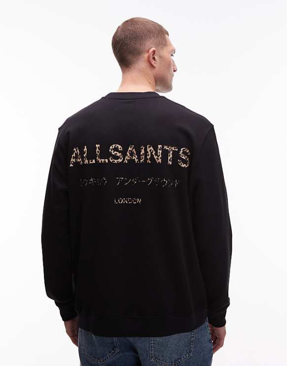 Allsaints - underground leopard sweatshirt in black
