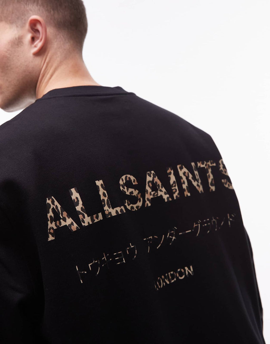 Allsaints - underground leopard sweatshirt in black
