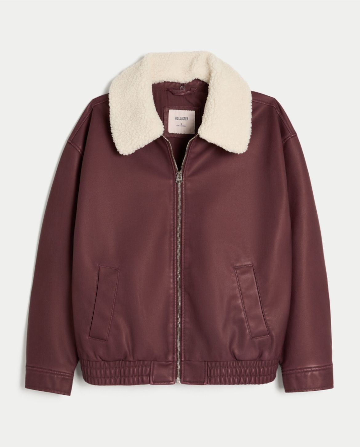 Hollister - Sherpa Collar Faux Leather Bomber Jacket