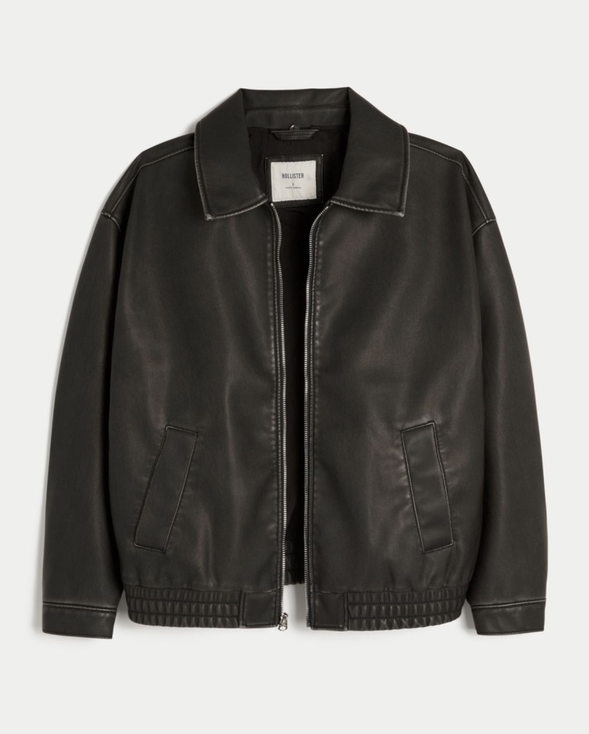 Hollister - Sherpa Collar Faux Leather Bomber Jacket
