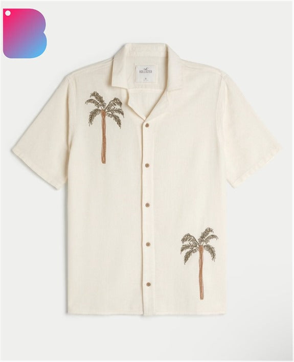 HOLLISTER - OFF WHITE PALM TREE SHIRT IMMEDIATE