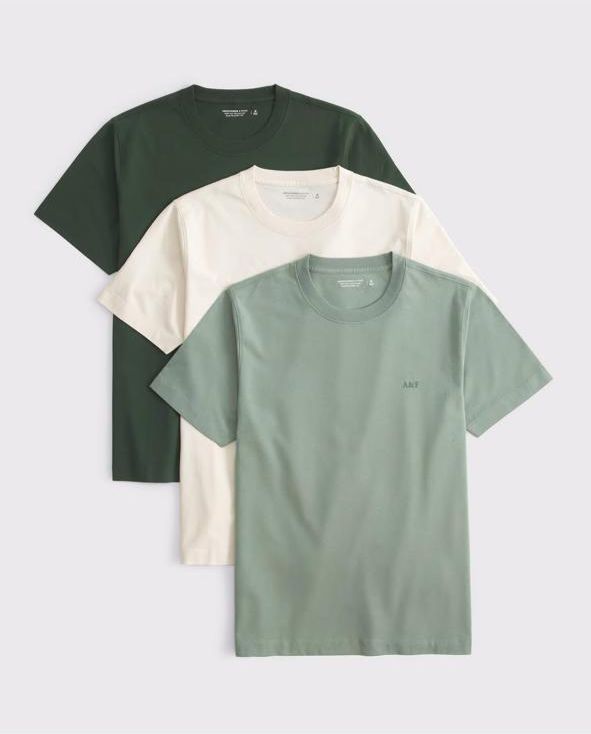ABERCROMBIE & FITCH - 3-PACK SLIM POLISHED LOGO TEES IMMEDIATE