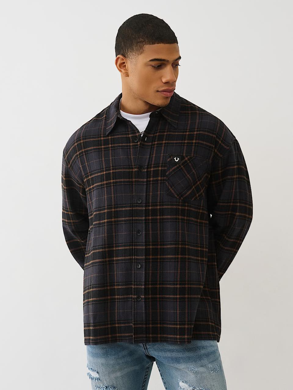 TRUE RELIGION - CRYSTAL PLAID WOVEN SHIRT - Brandatak Store