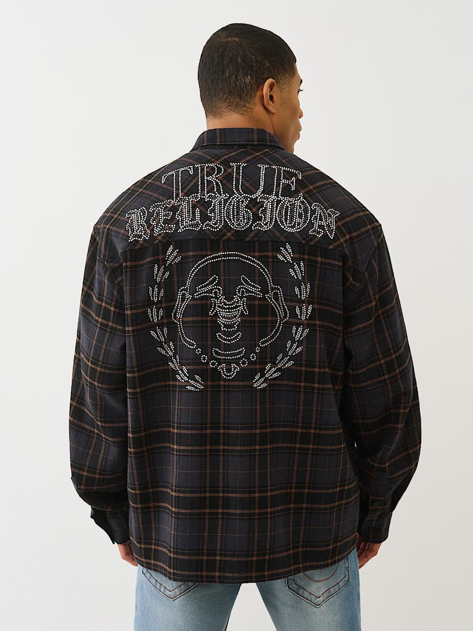 TRUE RELIGION - CRYSTAL PLAID WOVEN SHIRT - Brandatak Store