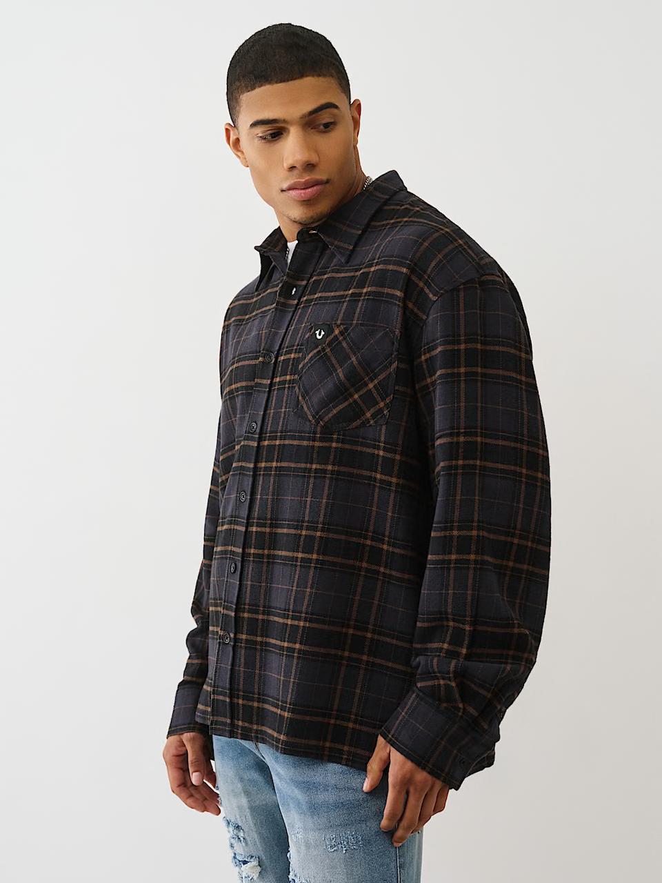 TRUE RELIGION - CRYSTAL PLAID WOVEN SHIRT - Brandatak Store