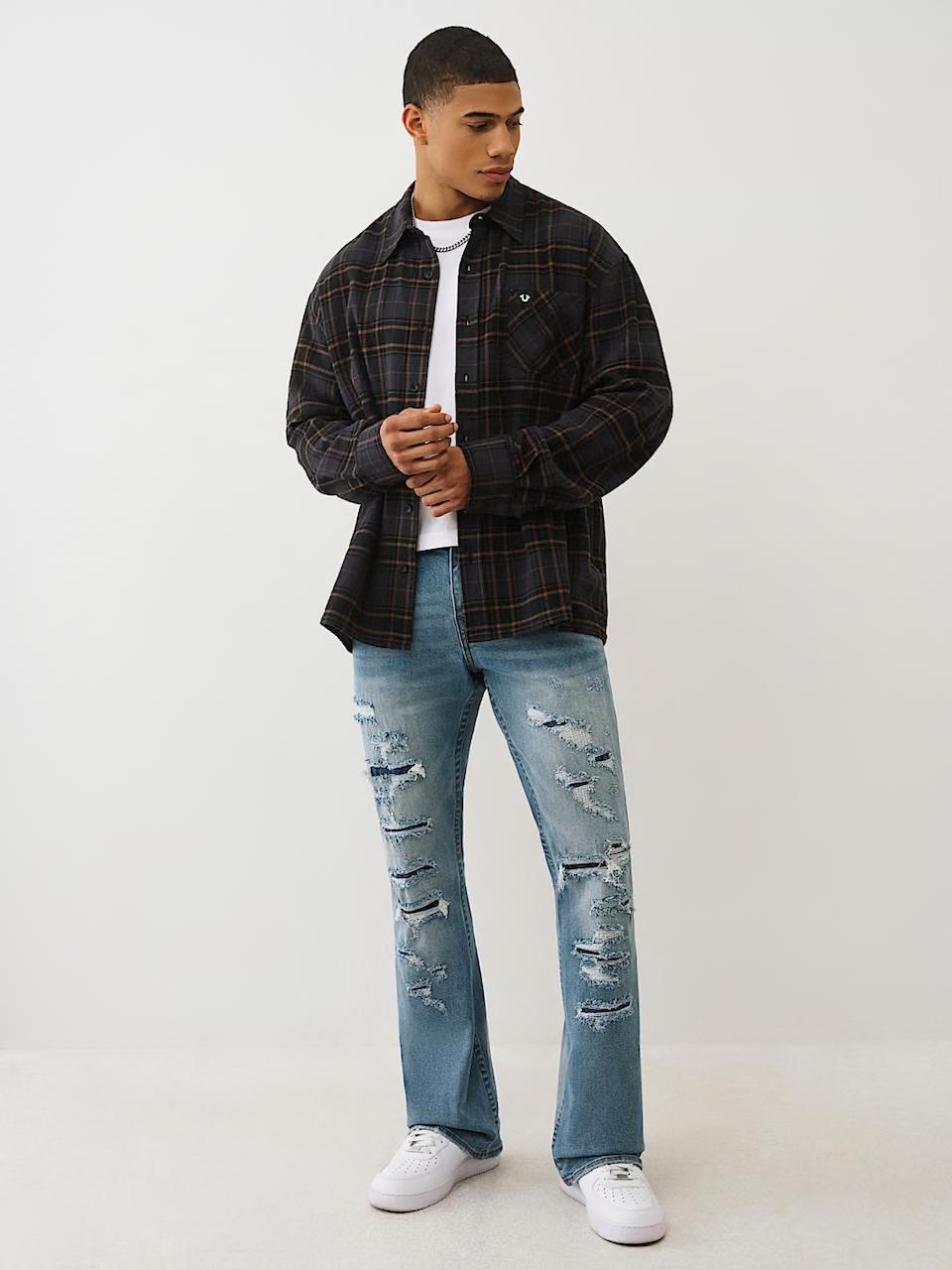 TRUE RELIGION - CRYSTAL PLAID WOVEN SHIRT - Brandatak Store