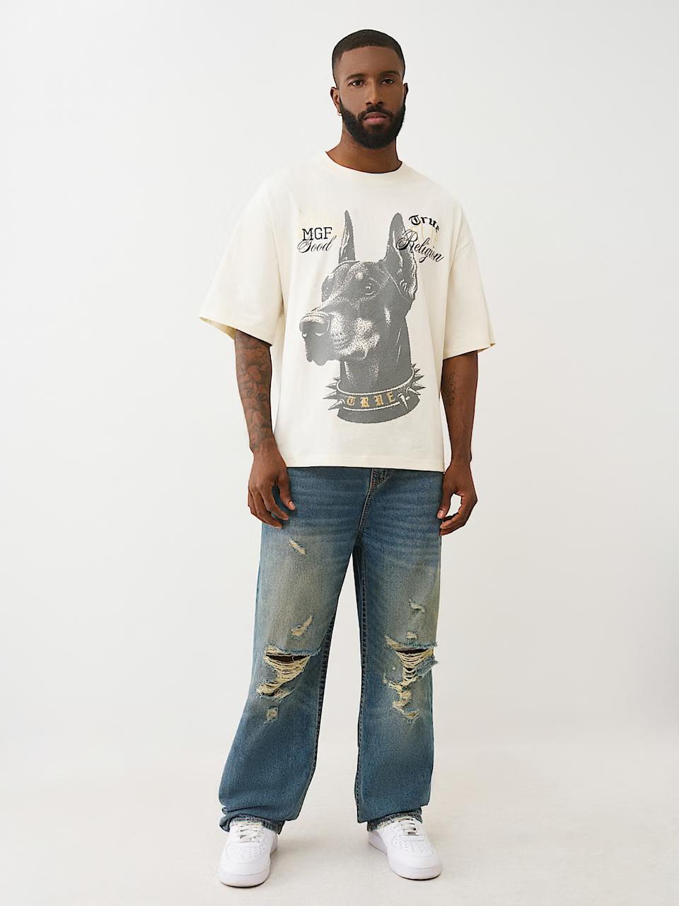 TRUE RELIGION - DISTRESSED BIG T SKATE JEAN