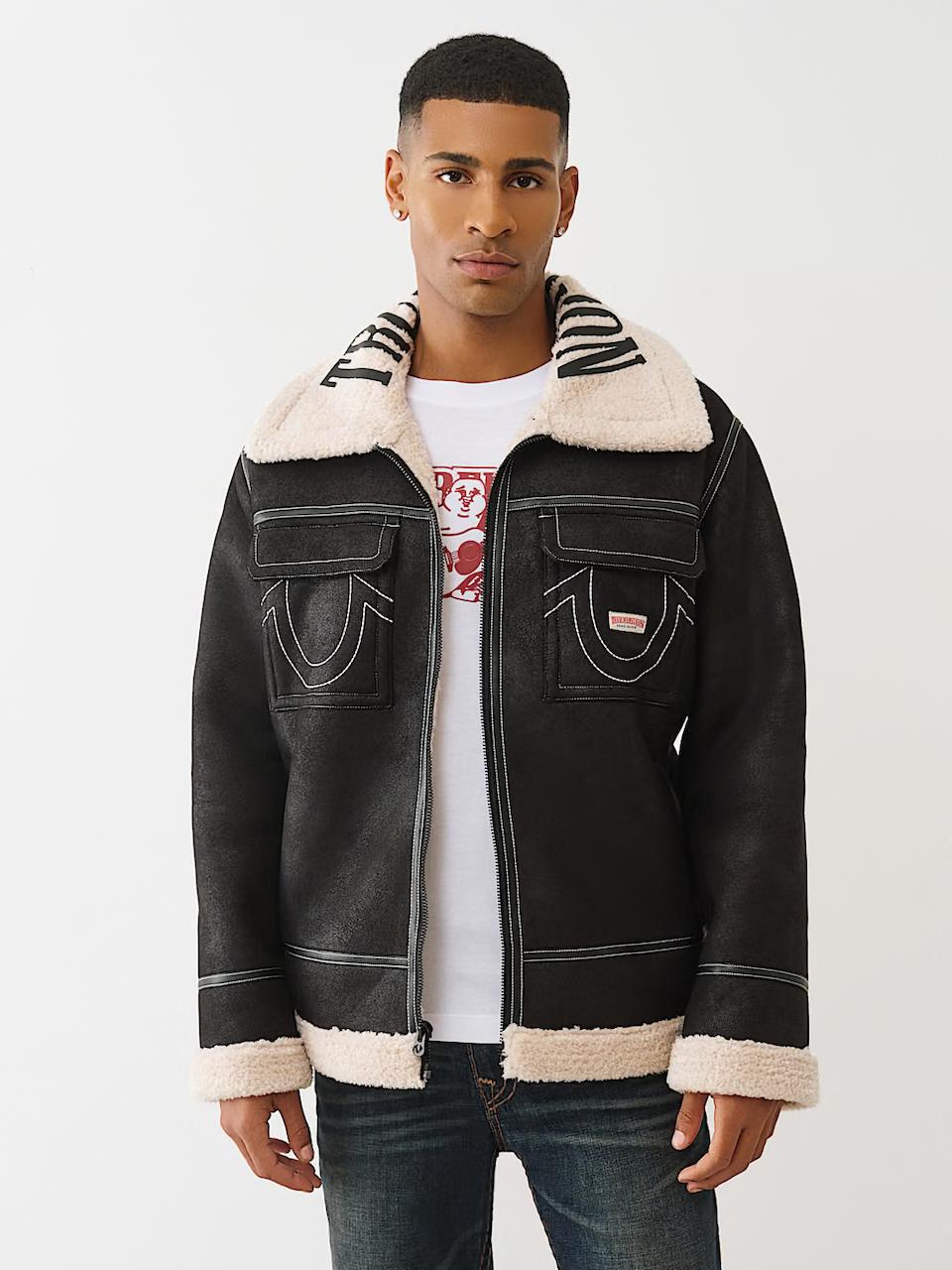 TRUE RELIGION - SHERPA FAUX LEATHER JACKET