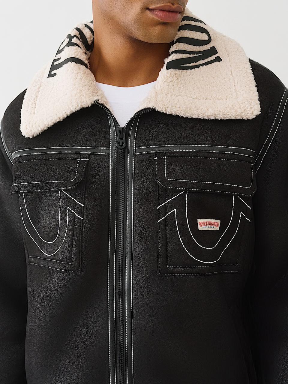TRUE RELIGION - SHERPA FAUX LEATHER JACKET