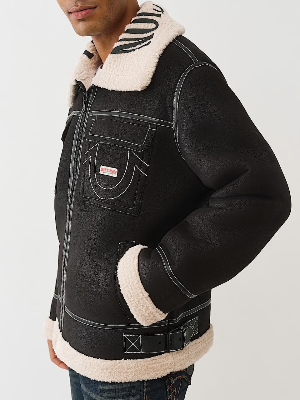 TRUE RELIGION - SHERPA FAUX LEATHER JACKET