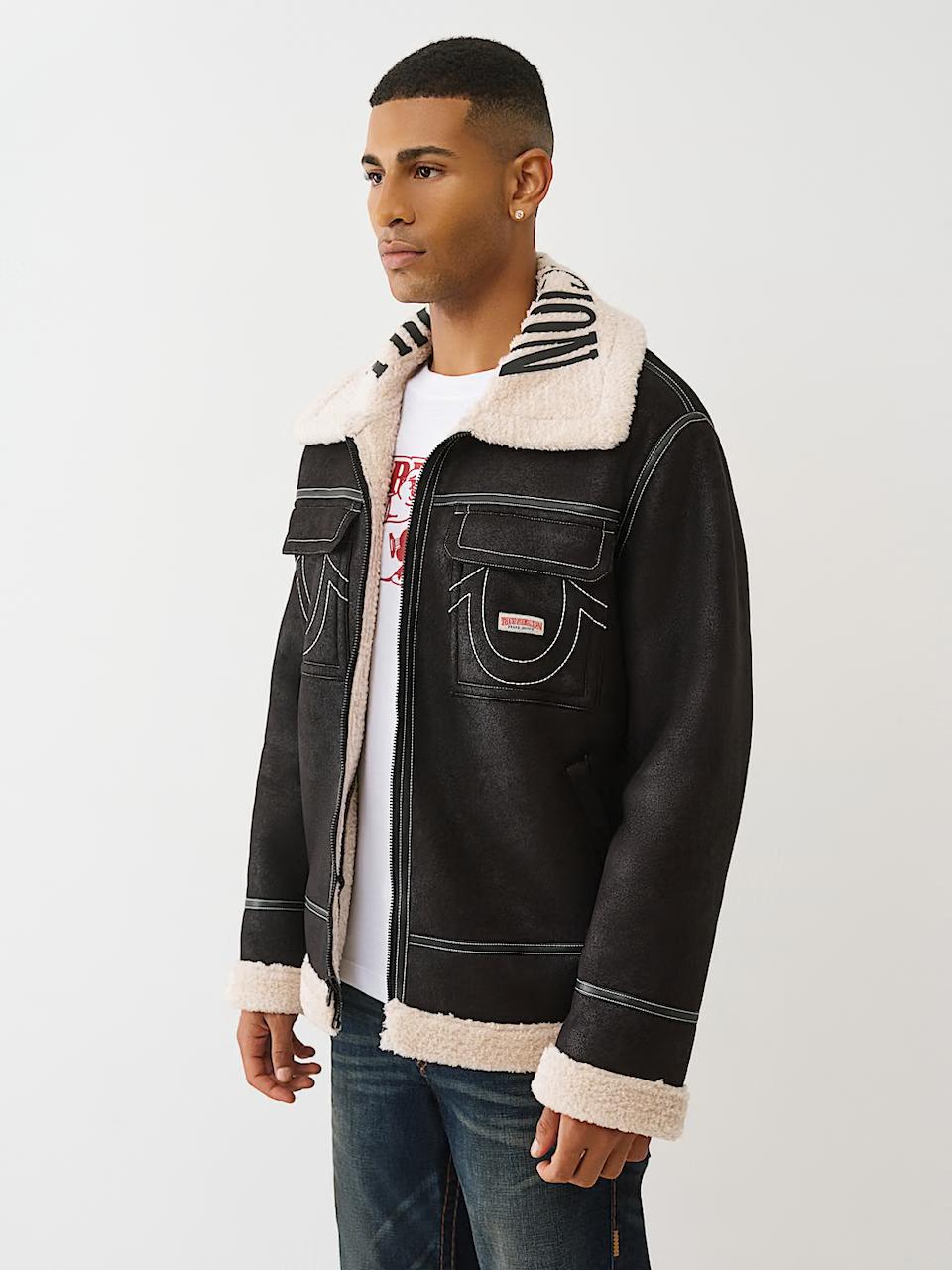 TRUE RELIGION - SHERPA FAUX LEATHER JACKET
