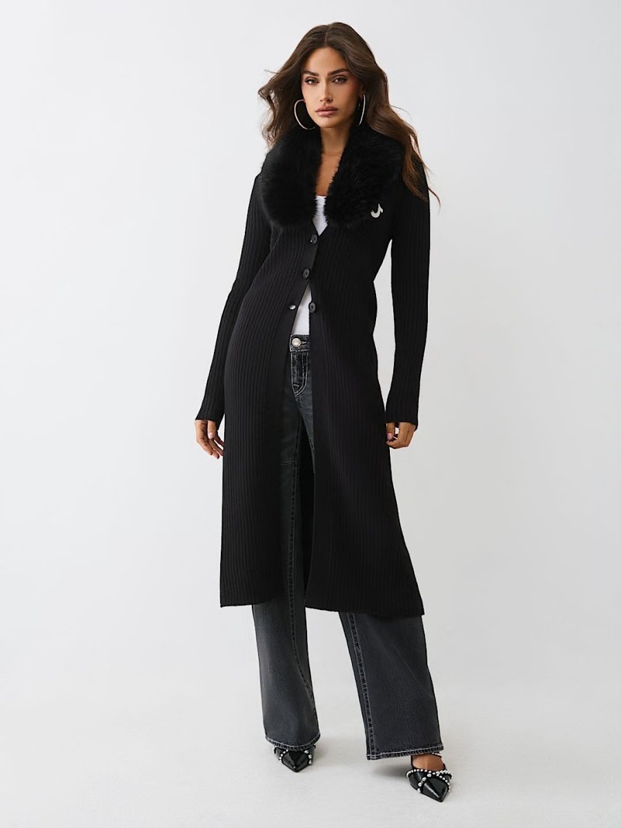 TRUE RELIGION - FAUX FUR DUSTER CARDIGAN - Brandatak Store