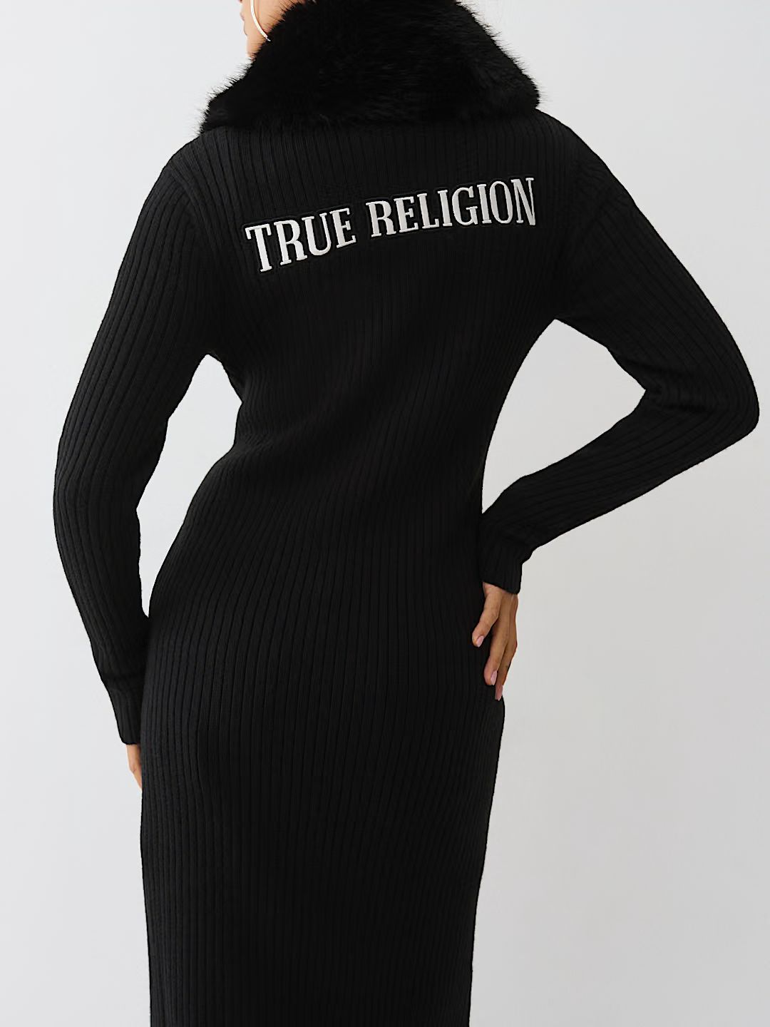 TRUE RELIGION - FAUX FUR DUSTER CARDIGAN