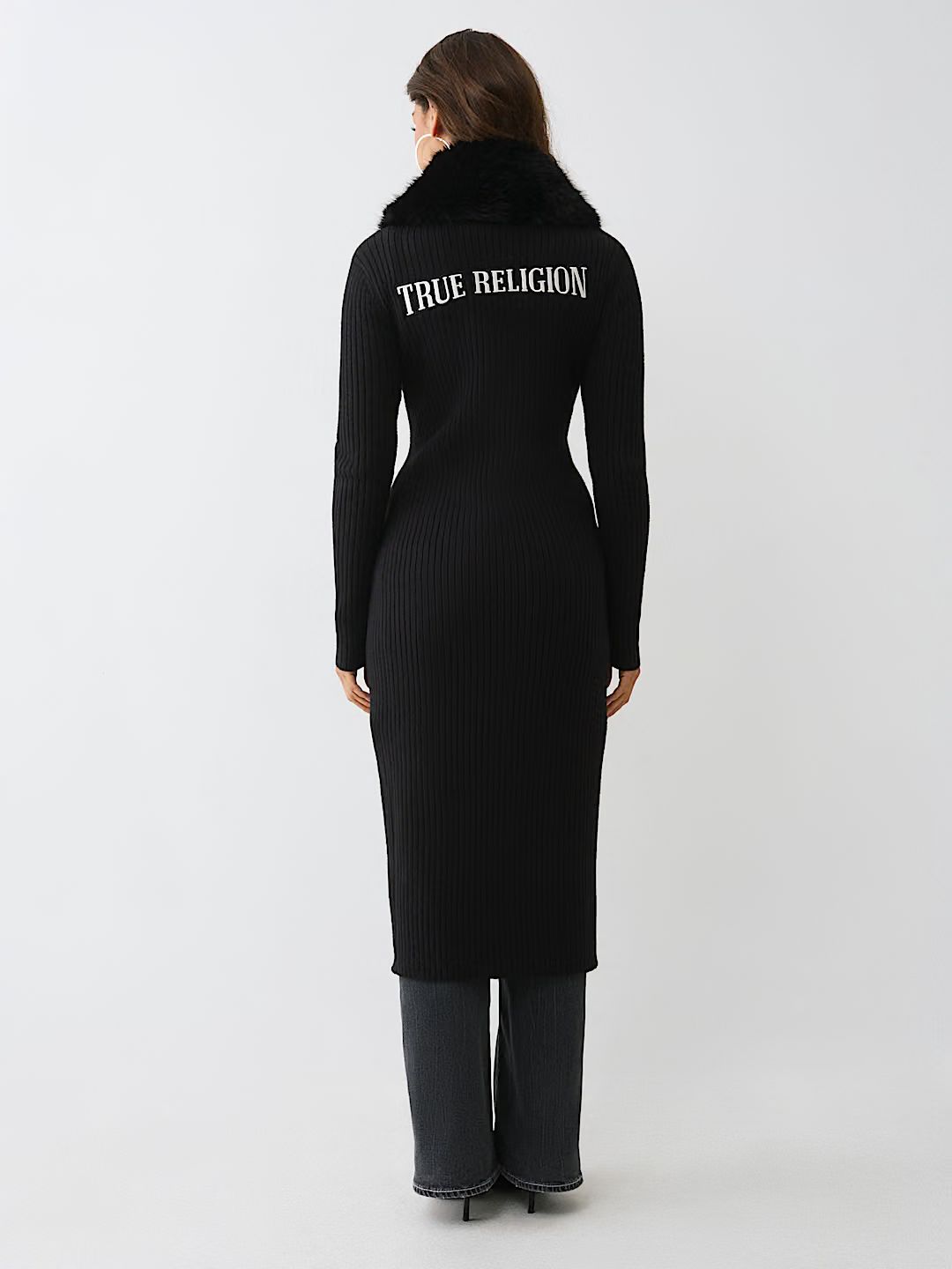 TRUE RELIGION - FAUX FUR DUSTER CARDIGAN