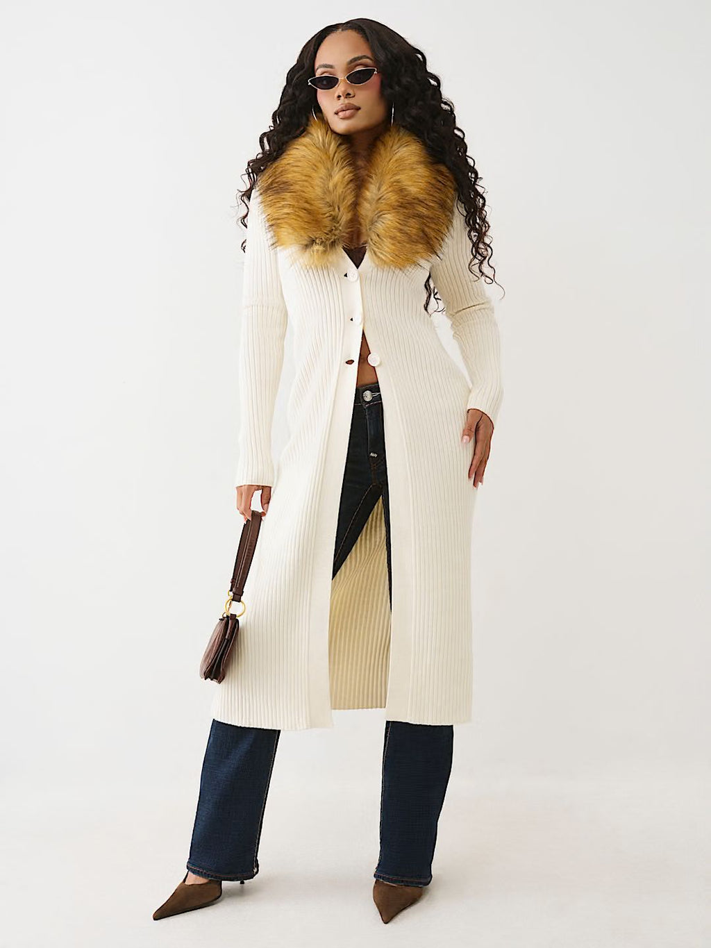 TRUE RELIGION - FAUX FUR DUSTER CARDIGAN