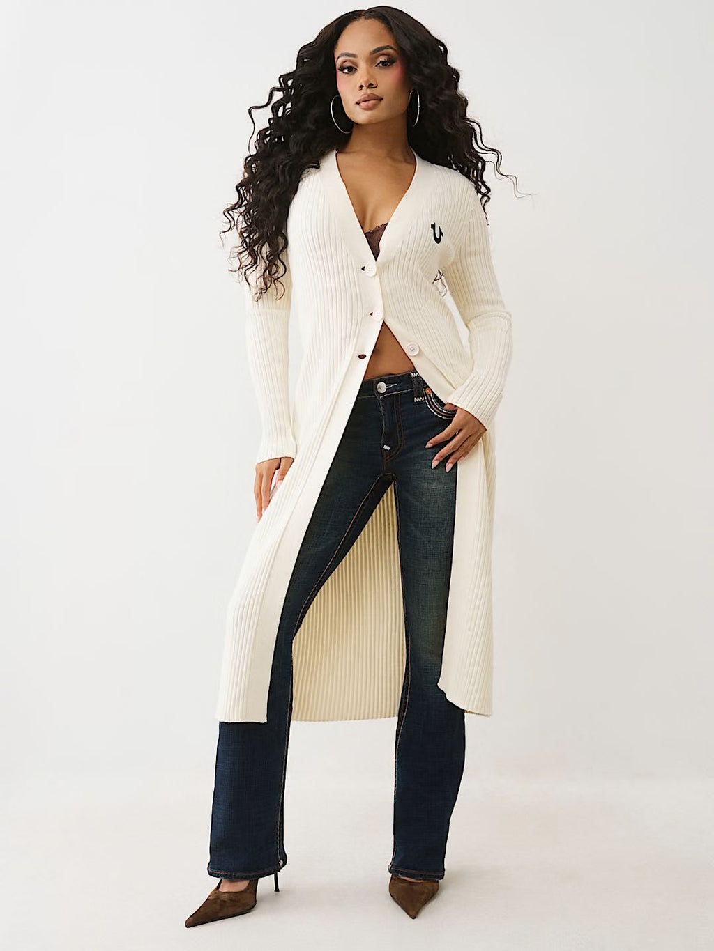 TRUE RELIGION - FAUX FUR DUSTER CARDIGAN