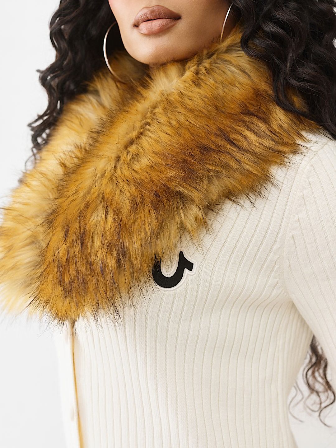 TRUE RELIGION - FAUX FUR DUSTER CARDIGAN