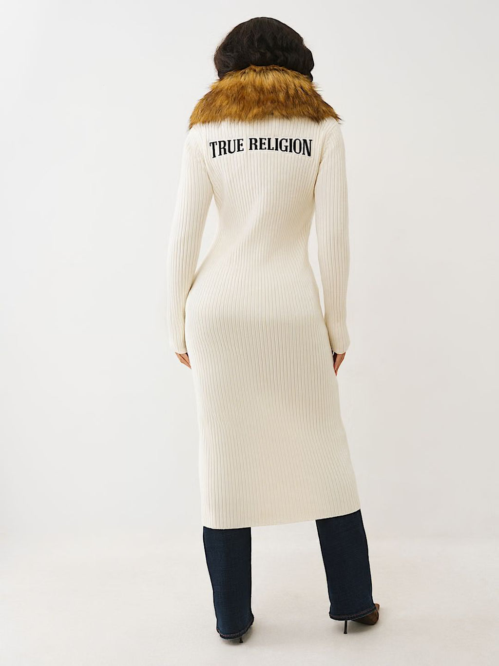 TRUE RELIGION - FAUX FUR DUSTER CARDIGAN