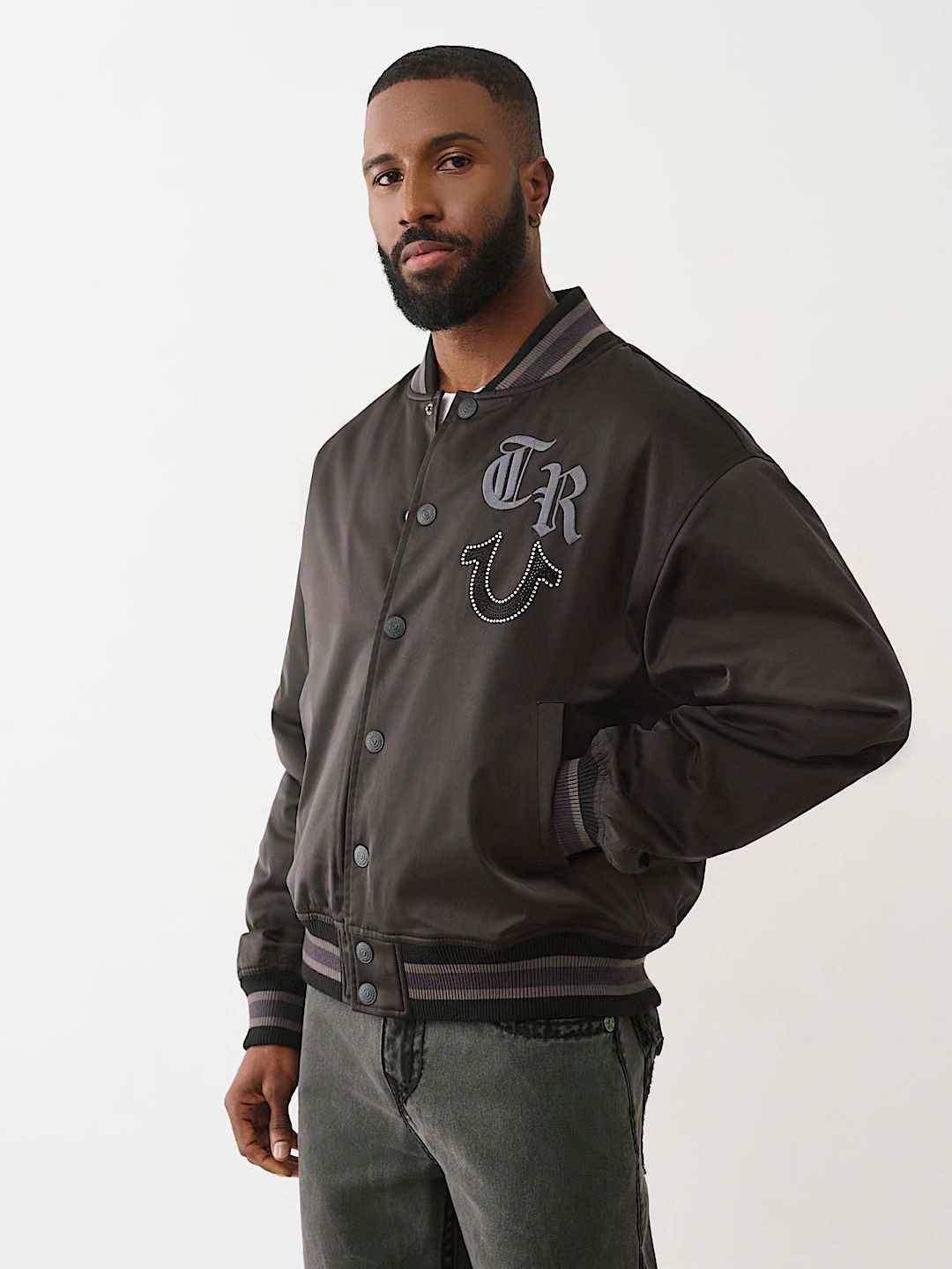 TRUE RELIGION - CRYSTAL SATIN BOMBER JACKET