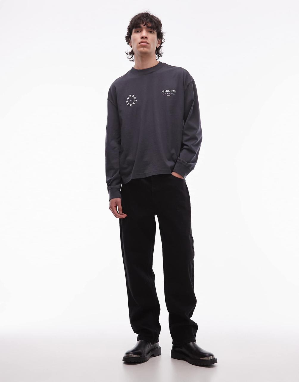 Allsaints kindred long sleeve t-shirt in washed black