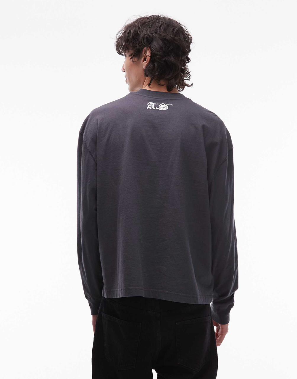 Allsaints kindred long sleeve t-shirt in washed black