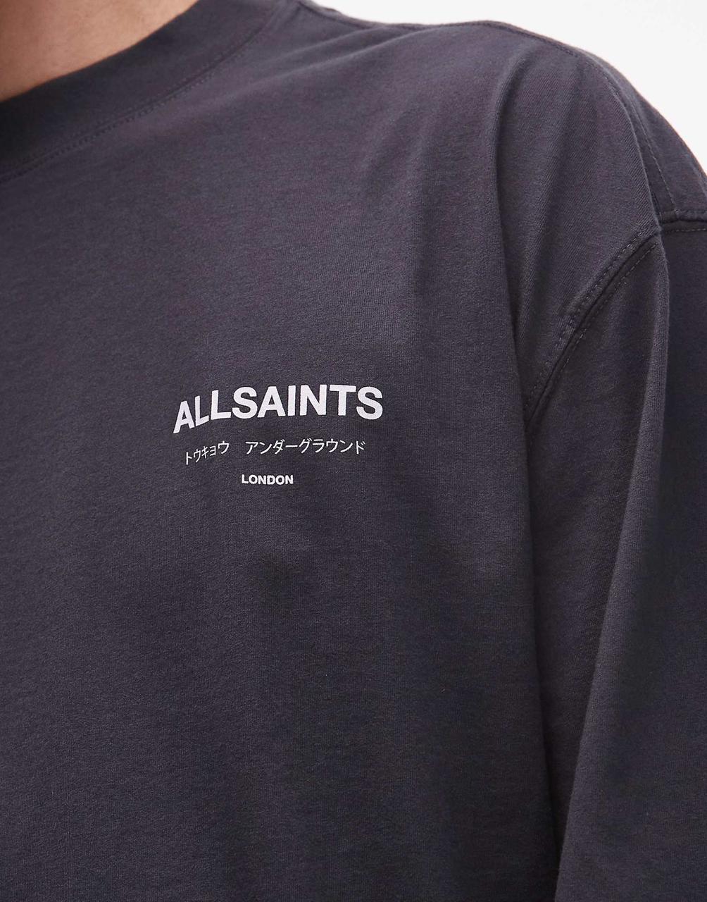 Allsaints kindred long sleeve t-shirt in washed black