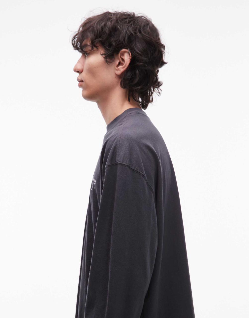 Allsaints kindred long sleeve t-shirt in washed black