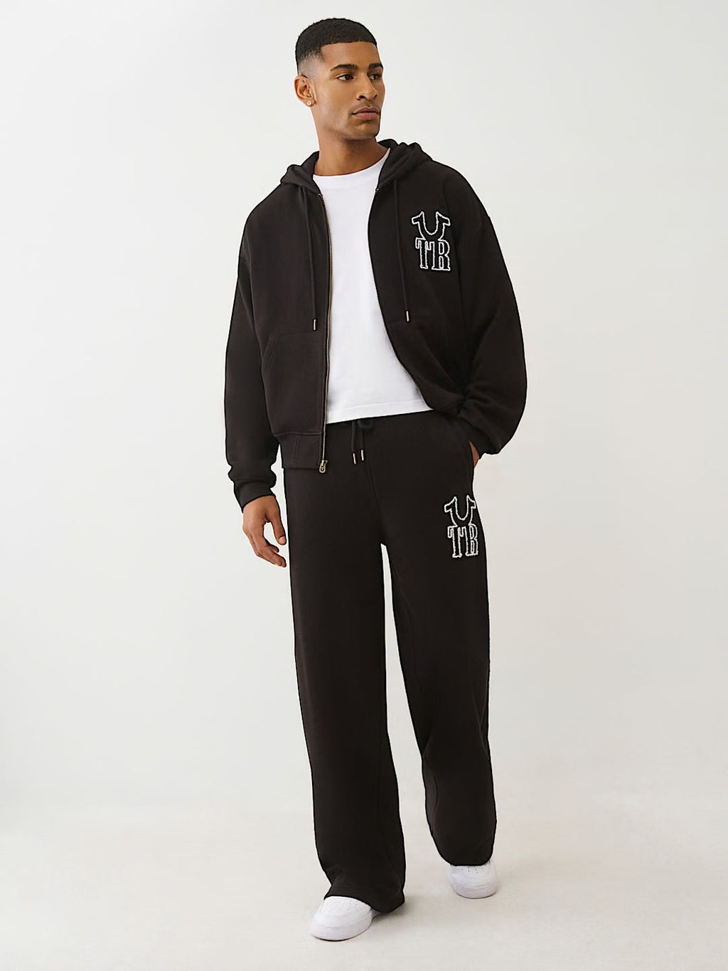 TRUE RELIGION - RIBBED LOGO BAGGY SWEATPANT
