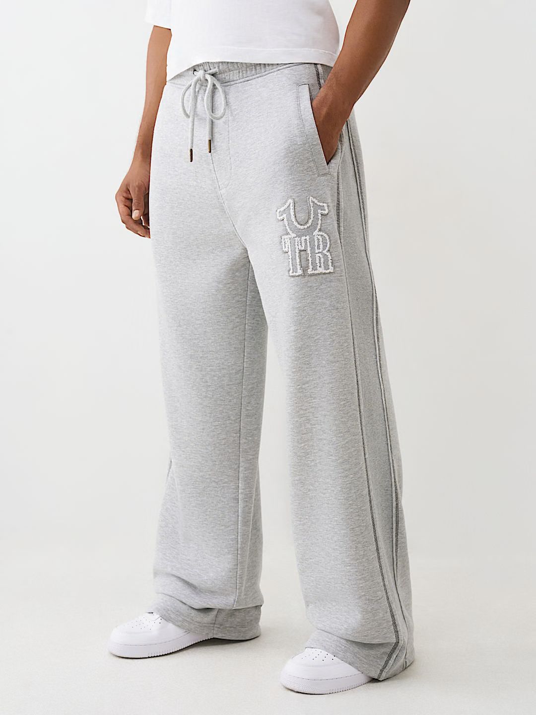 TRUE RELIGION - RIBBED LOGO BAGGY SWEATPANT