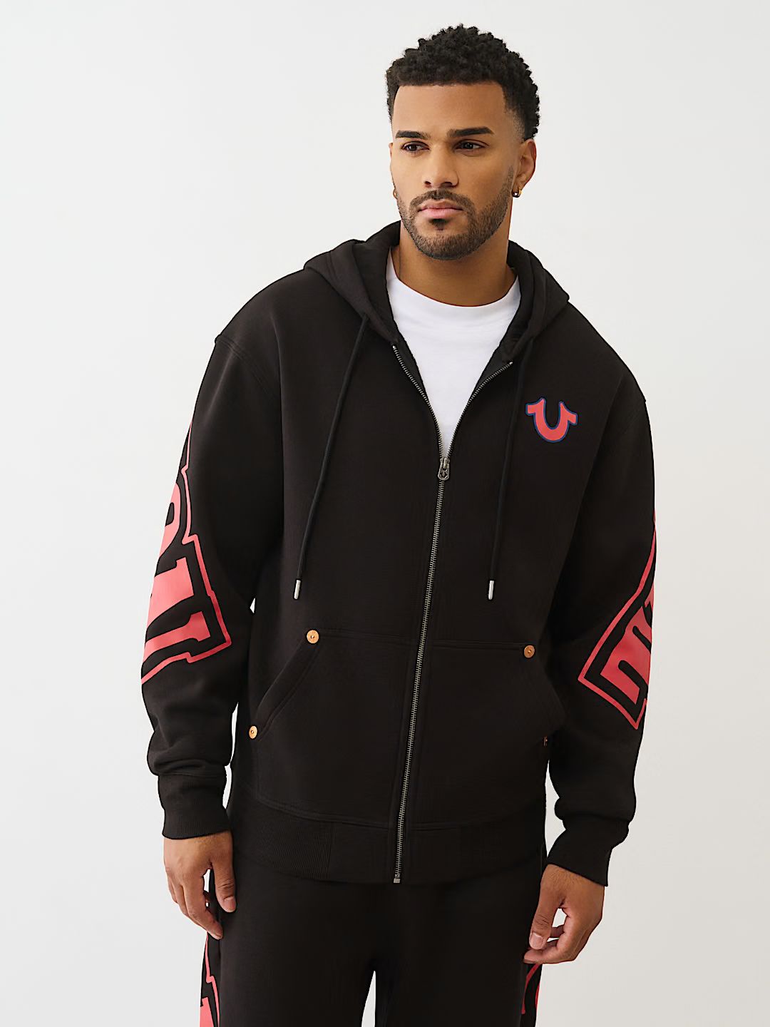 True Religion - OVERT ARCHED LOGO ZIP HOODIE