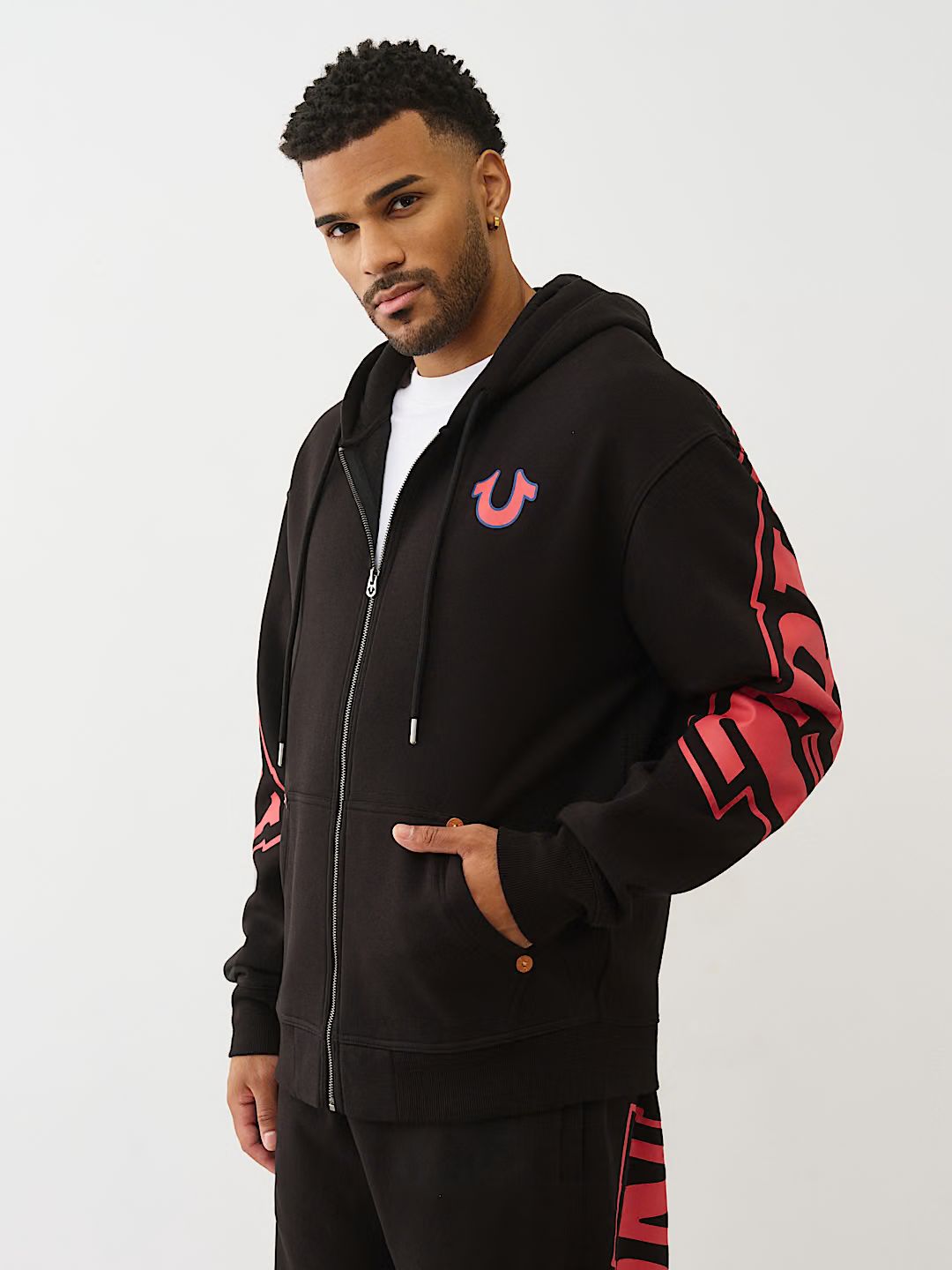 True Religion - OVERT ARCHED LOGO ZIP HOODIE
