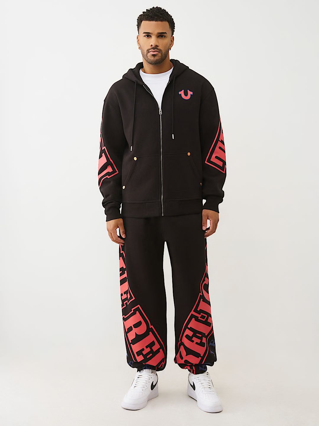 True Religion - OVERT ARCHED LOGO ZIP HOODIE