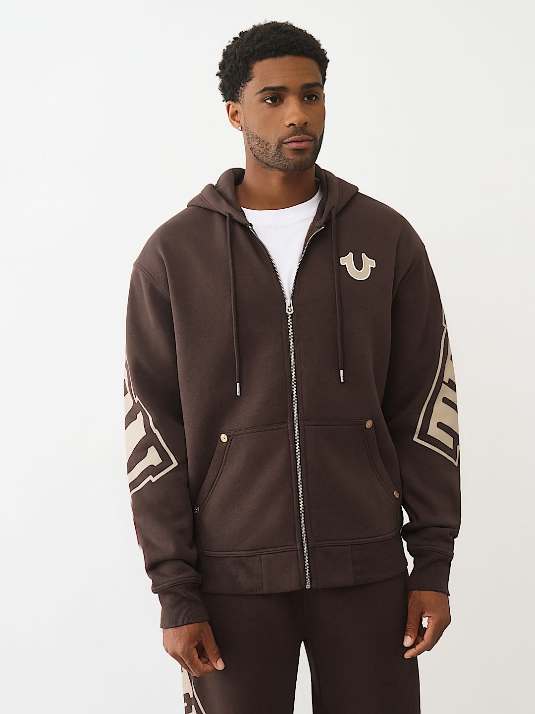 True Religion - OVERT ARCHED LOGO ZIP HOODIE