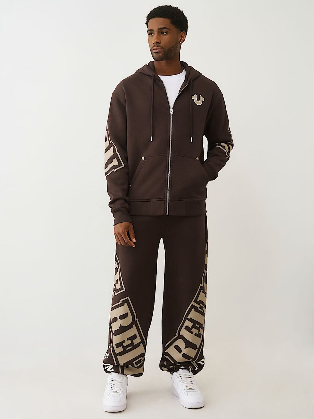 True Religion - OVERT ARCHED LOGO ZIP HOODIE