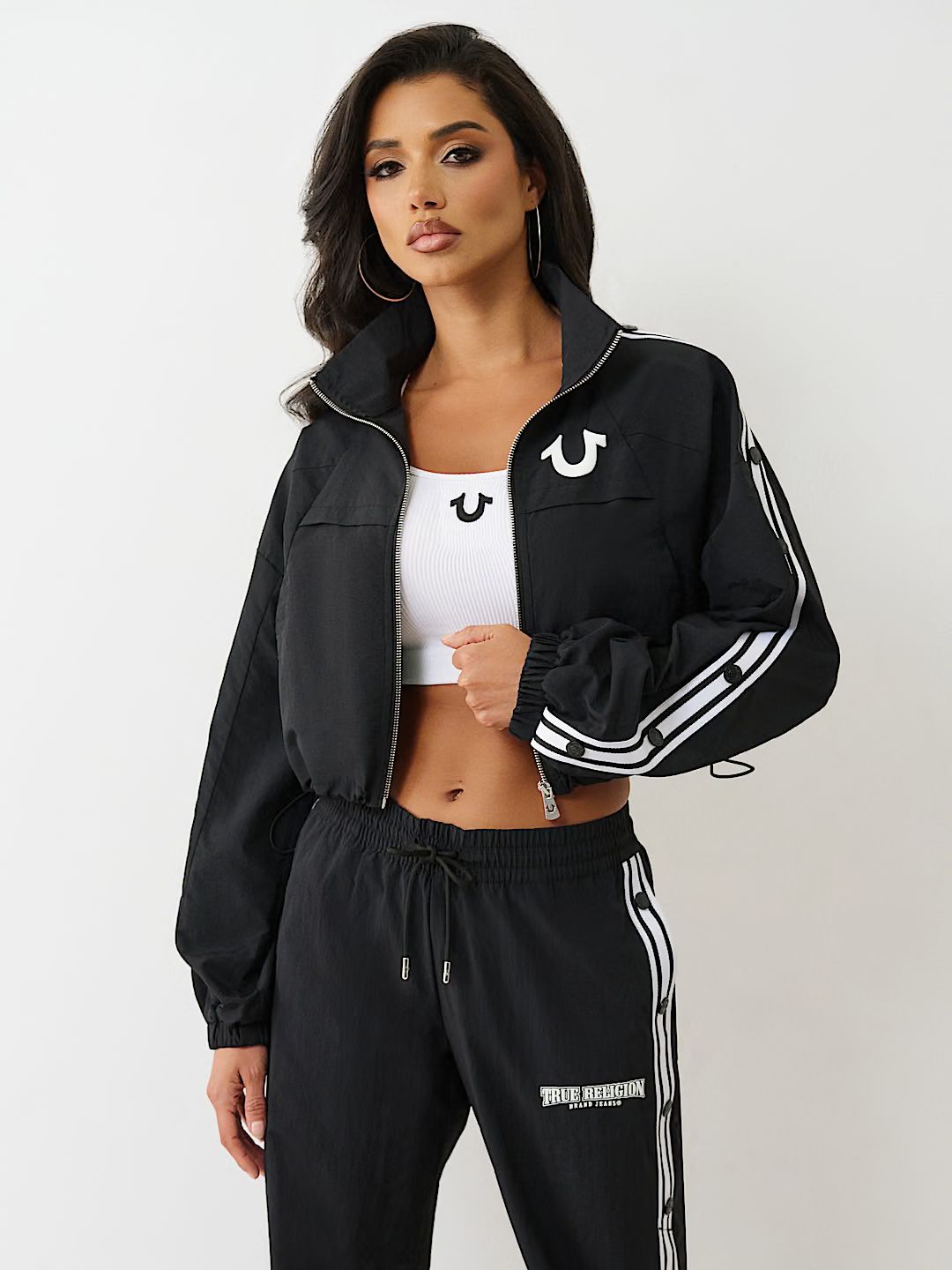 True Religion - SHRUNKEN NYLON TRACK JACKET