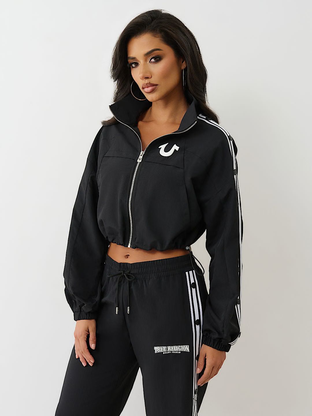 True Religion - SHRUNKEN NYLON TRACK JACKET