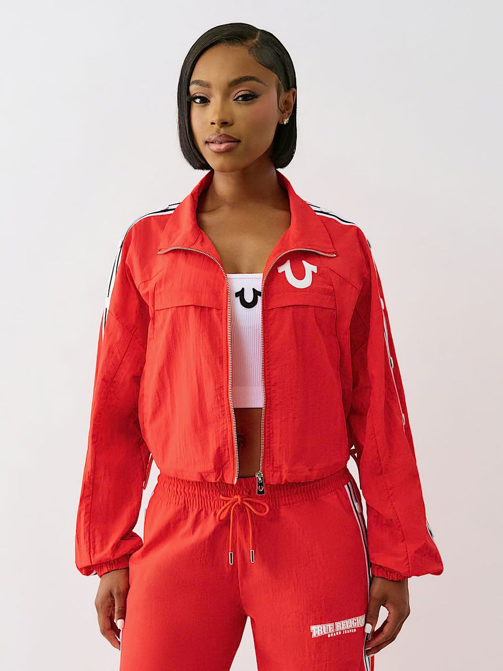 True Religion - SHRUNKEN NYLON TRACK JACKET