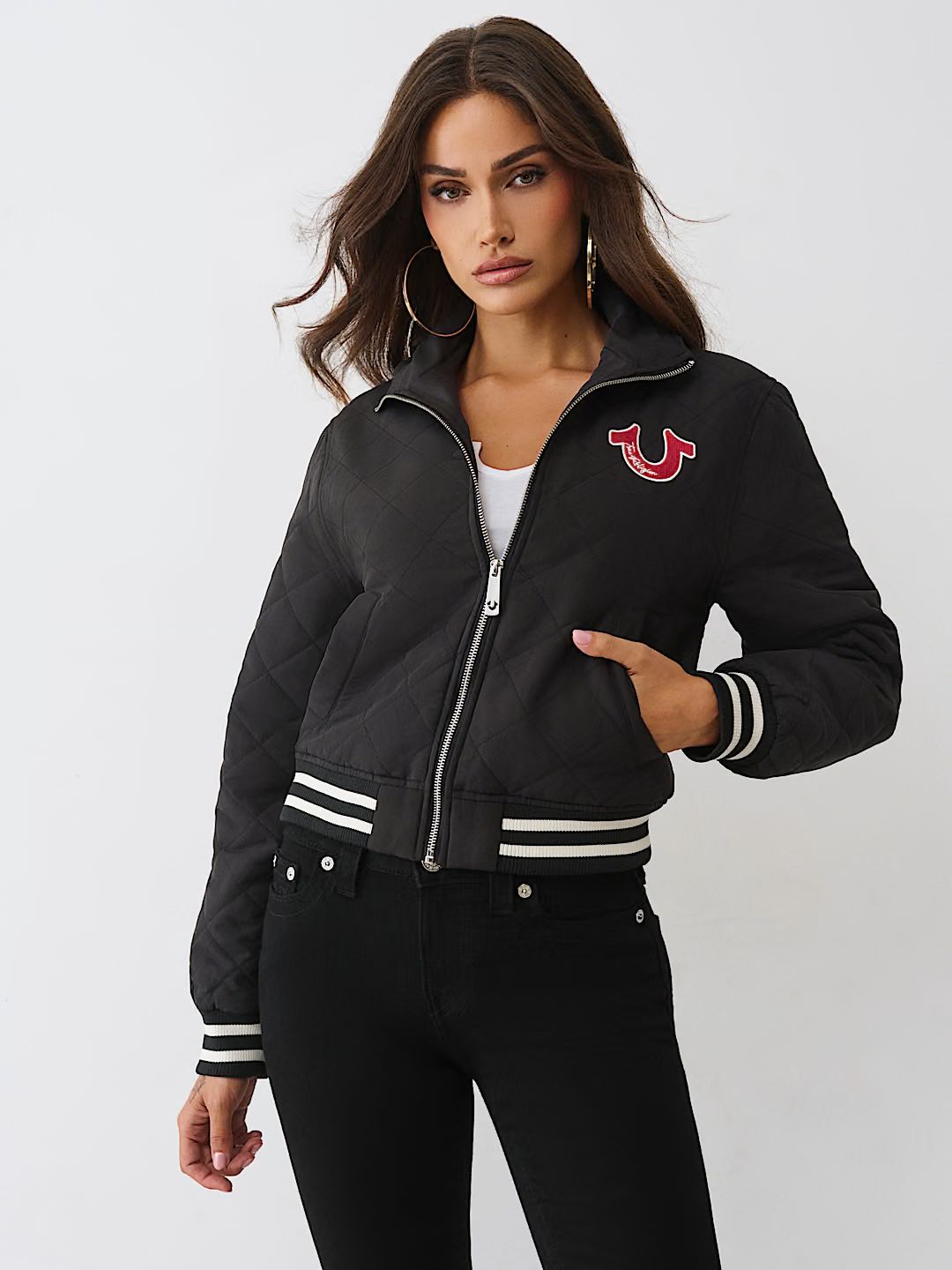 TRUE RELIGION - HORSESHOE QUILTED BOMBER JACKET