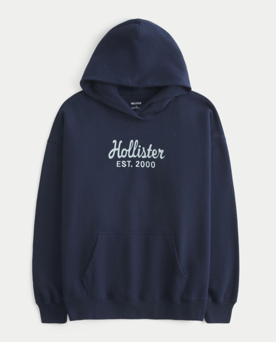 Hollister - Hollister Feel Good Oversized Logo Graphic Hoodie - Brandatak Store