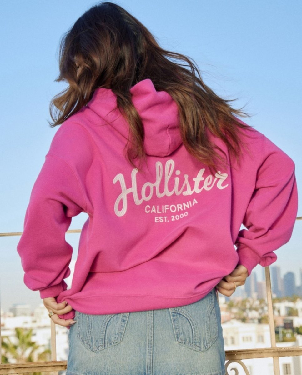 Hollister - Hollister Feel Good Oversized Logo Graphic Hoodie - Brandatak Store