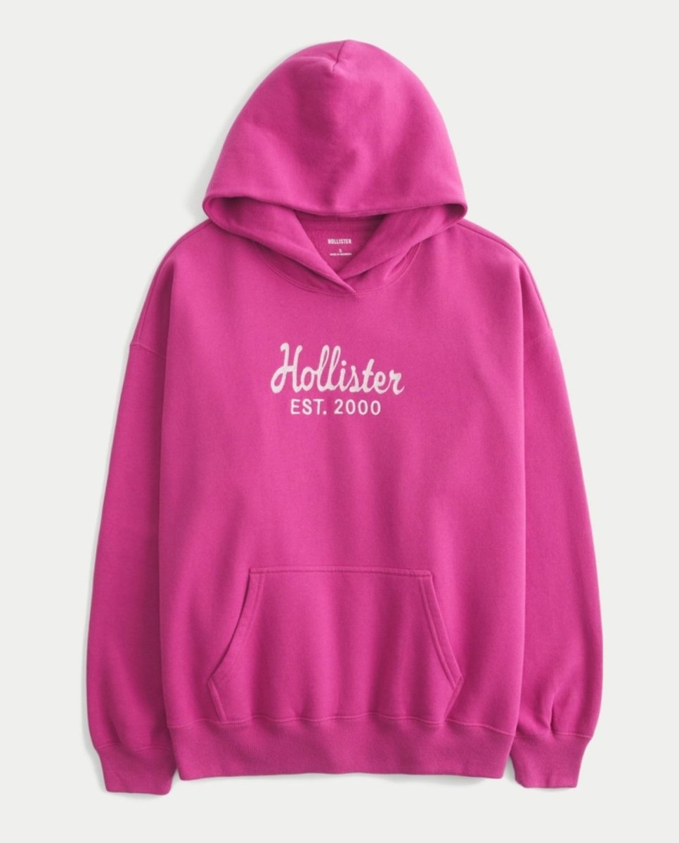 Hollister - Hollister Feel Good Oversized Logo Graphic Hoodie - Brandatak Store