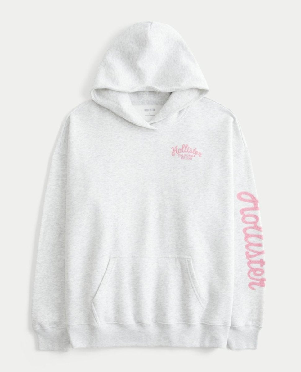 Hollister - Hollister Feel Good Oversized Logo Graphic Hoodie - Brandatak Store