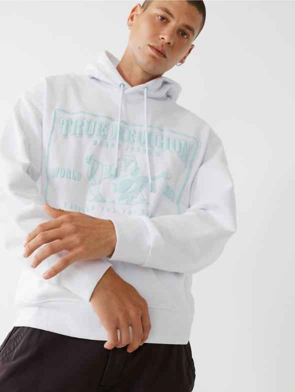 True Religion - Men solid full sleeves hooded sweatshirt IMMEDIATE