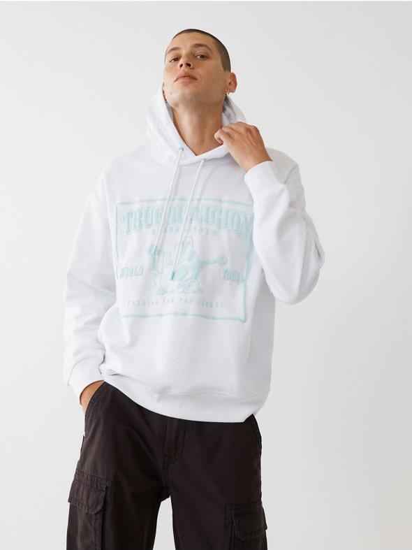 True Religion - Men solid full sleeves hooded sweatshirt IMMEDIATE