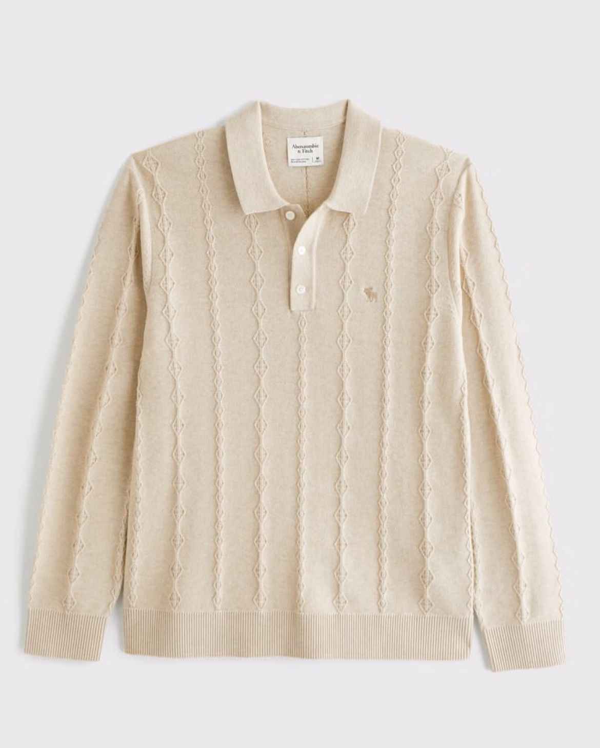 Abercrombie & Fitch - Icon Long-Sleeve 3-Button Sweater Polo IMMEDIATE