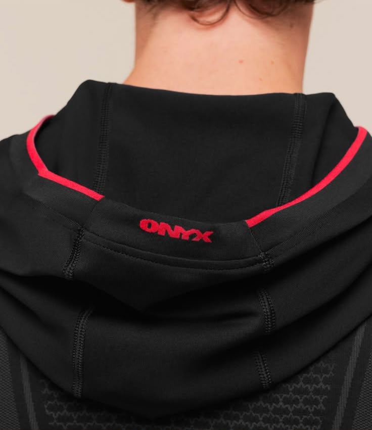 Gymshark - Onyx V1 Hoodie - Black/Onyx Grey/Carmine Red IMMEDIATE