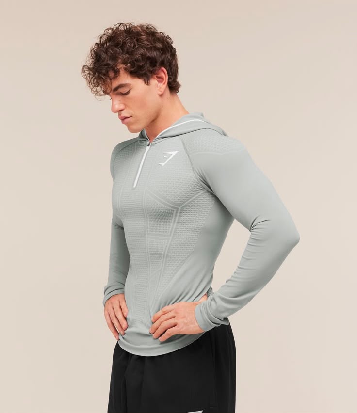 GYMSHARK - Onyx V1 Hoodie - Smokey Grey/Light Grey/White IMMEDIATE
