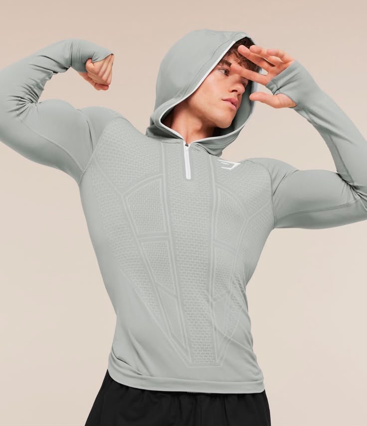 GYMSHARK - Onyx V1 Hoodie - Smokey Grey/Light Grey/White IMMEDIATE