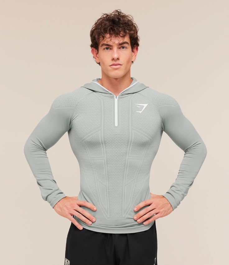 GYMSHARK - Onyx V1 Hoodie - Smokey Grey/Light Grey/White IMMEDIATE